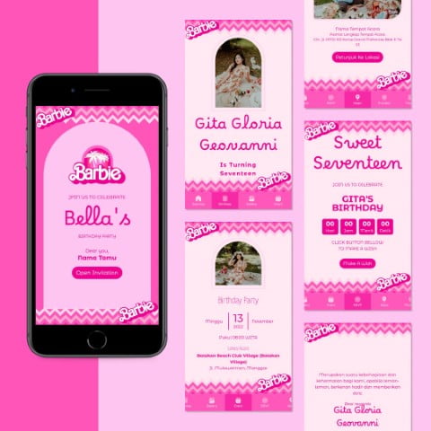 pink barbie Undangan Digital Website